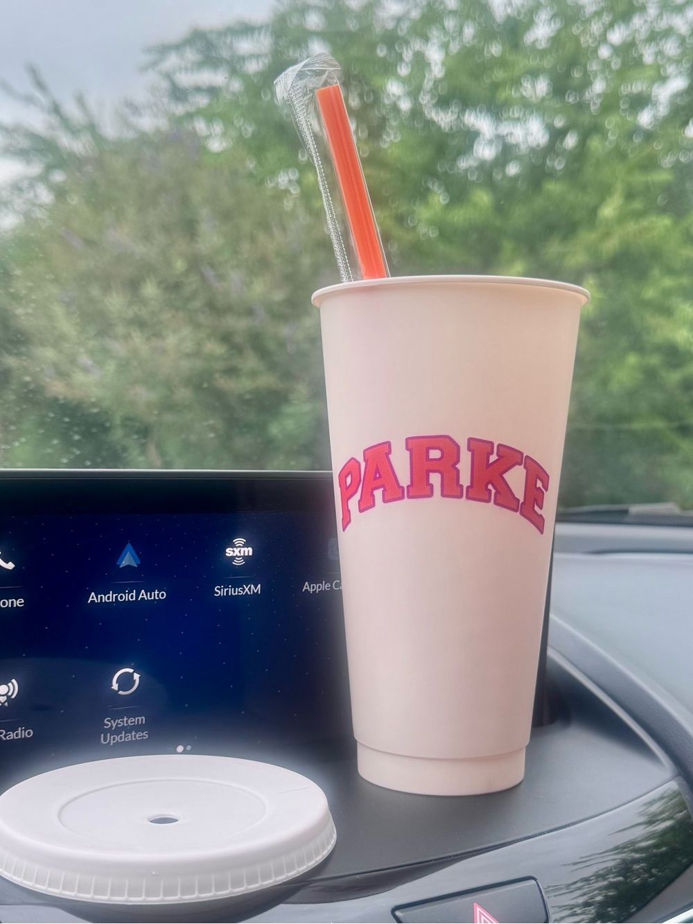 Parker Pink Paper Cup with Orange Straw